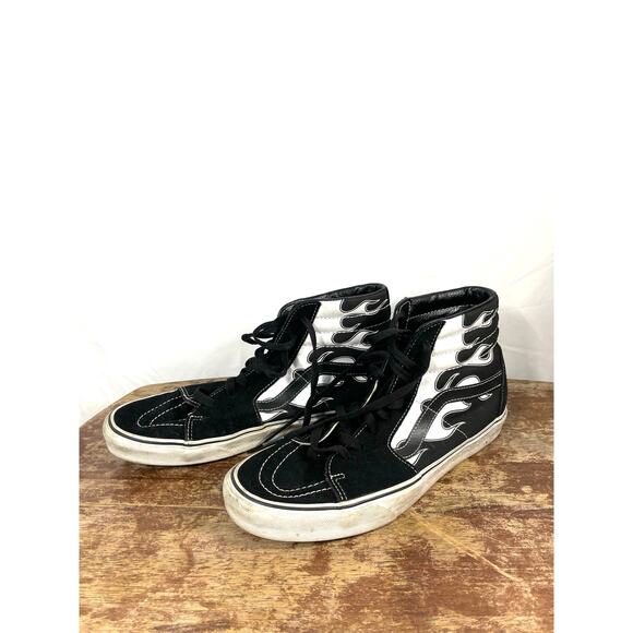 Vans Sk8-Hi Flame Black White Sneakers Men’s 10.5 - Picture 1 of 4